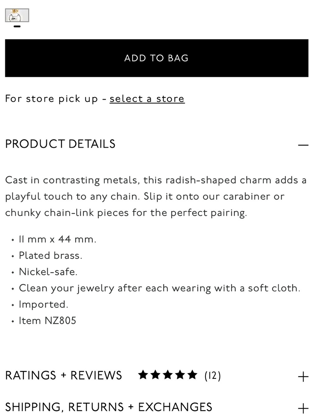 NWT Madewell Charm - Gold & Silver Radish Charm - Picture 9 of 13